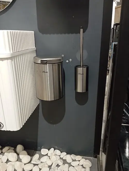 سطل و برس دیواری استیل (سرکوله)